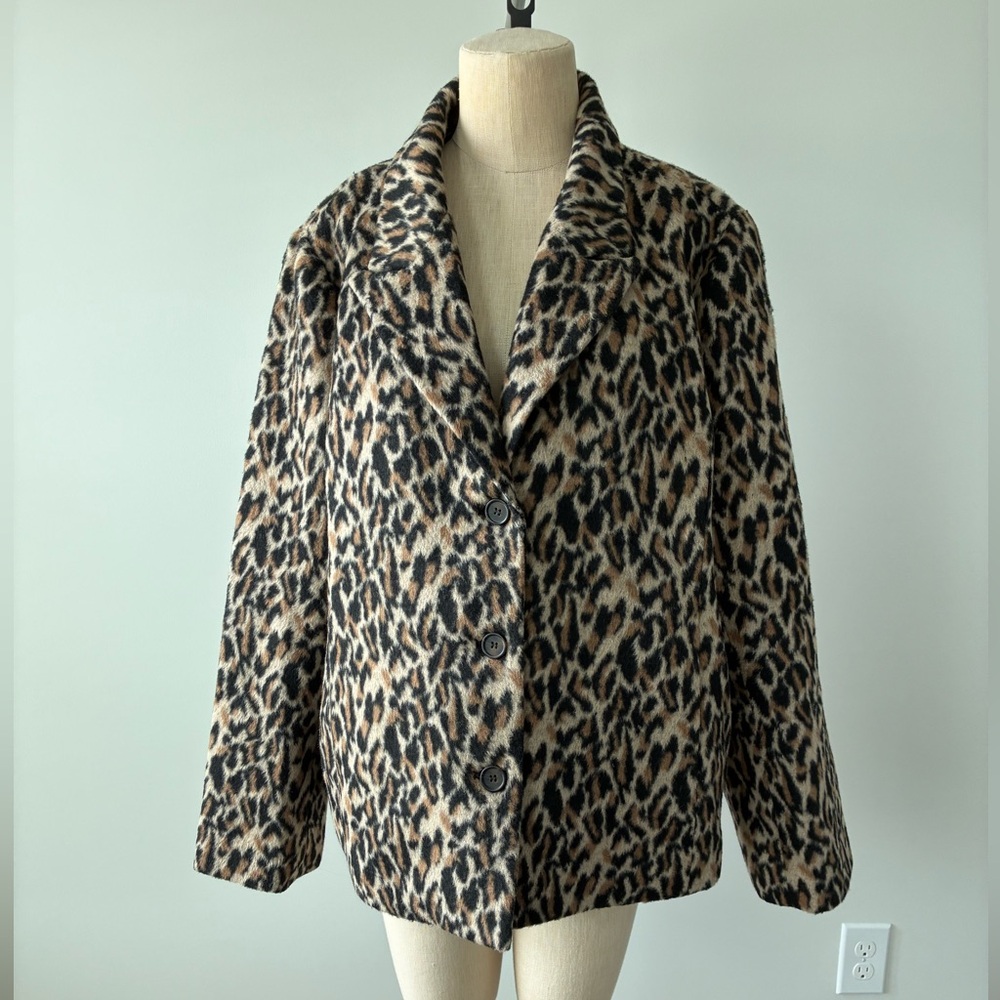 NWT Urban Outfitters Wool-Blend Terrie Leopard Blazer